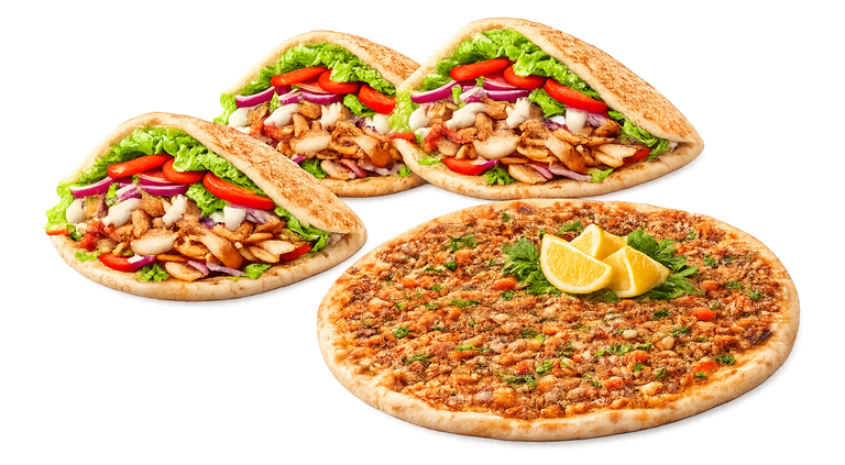3x Döner mit Lahmacun