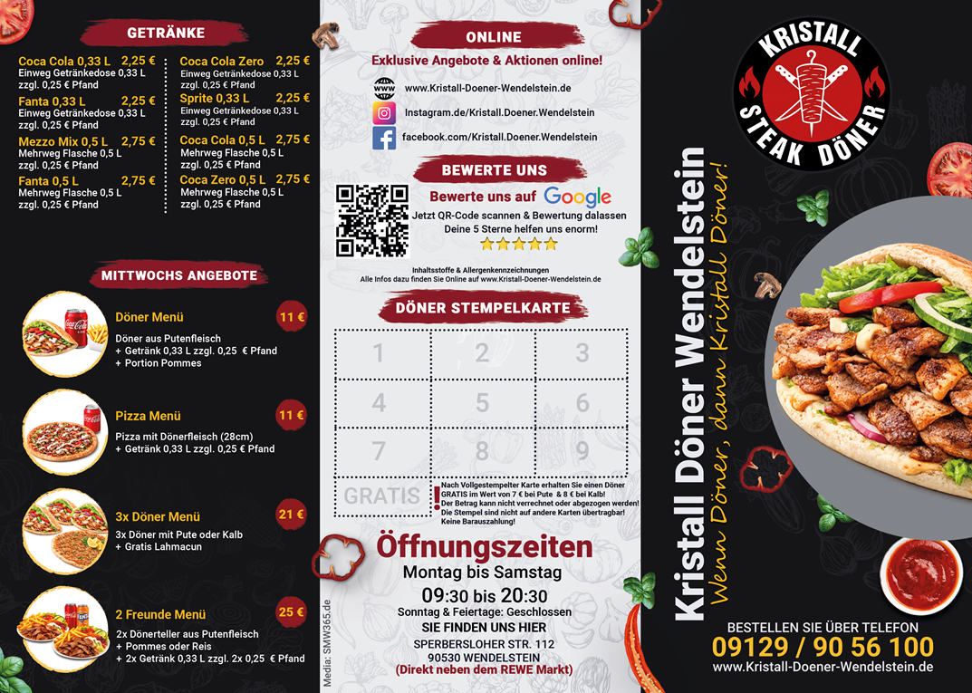 Kristall Döner Speisekarte